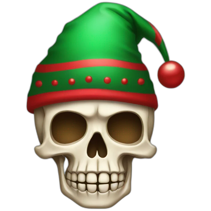 Skeleton head with Christmas hat emoji