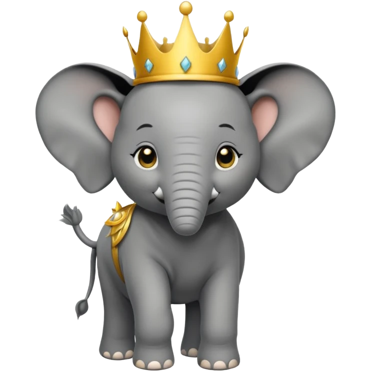 Elephant calf with small crown symbol on head. emoji