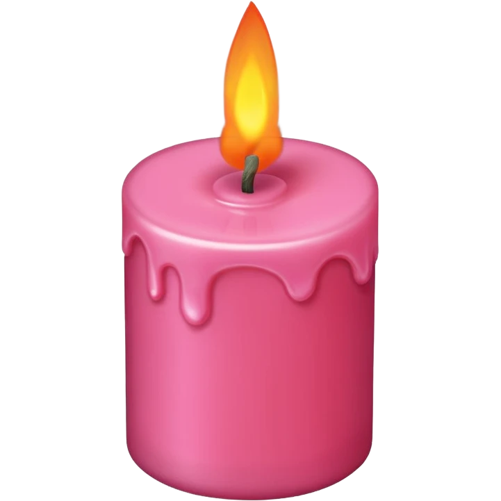 Draw a pink candle with a flame on it that looks 15 degrees tilted from a bird's eye view. emoji