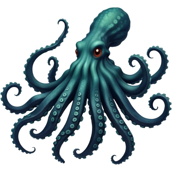 Create a single emoji of a Kraken in full body, shown at a slight side angle in a natural, characteristic pose. stylized like an emoji, but clearly recognizable.  emoji