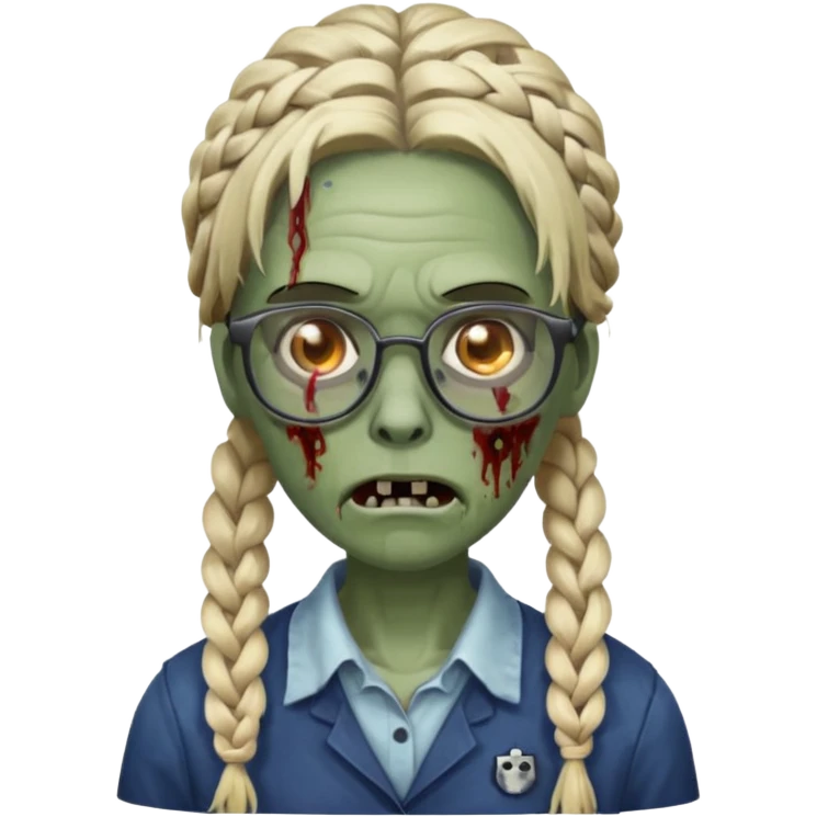 zombie with braided hair and glassess emoji
