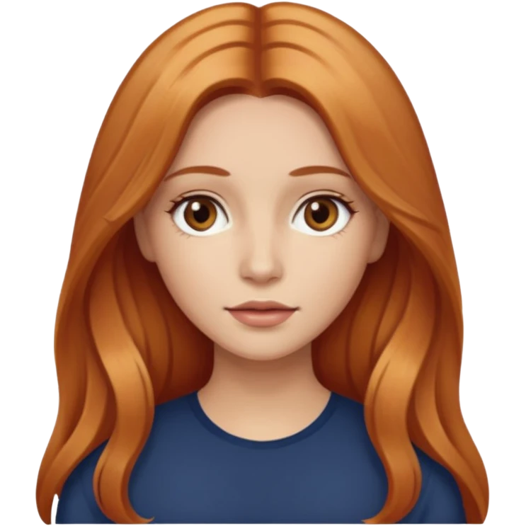 girlfriend with long dark strawberry blonde hair middle part with brown eyes emoji