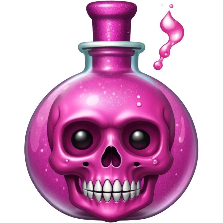 glitter toxic pink potion with dead symbol
 emoji