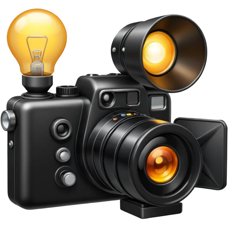 photo camera with a small lamp next to it emoji