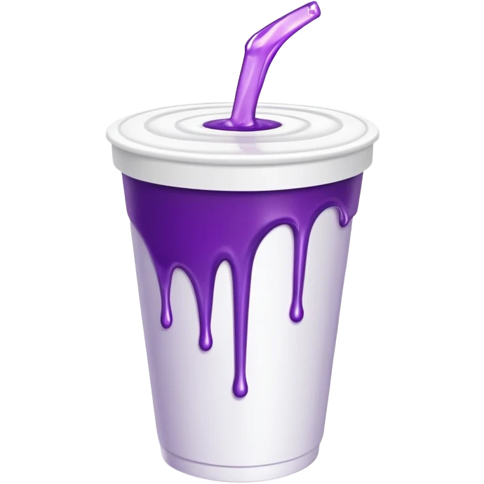 White Double Styrofoam cup with purple liquid on spilling out emoji