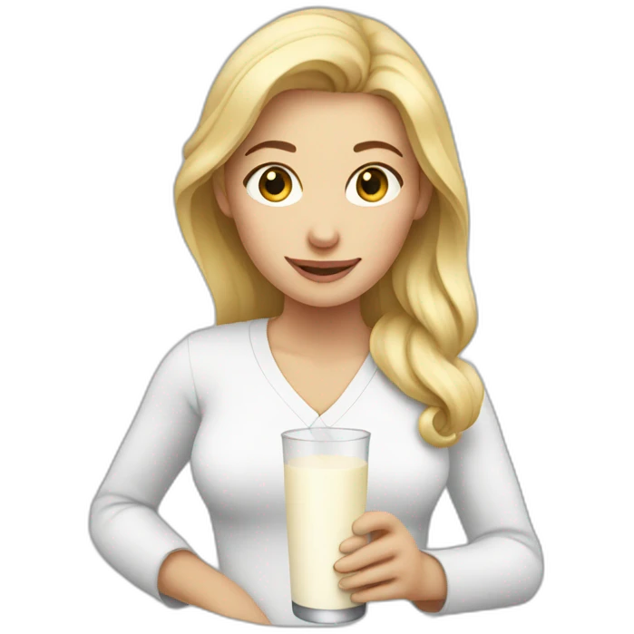 blonde woman holding milk emoji