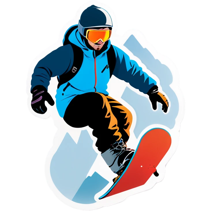 Man snowboarding down huge mountain  emoji