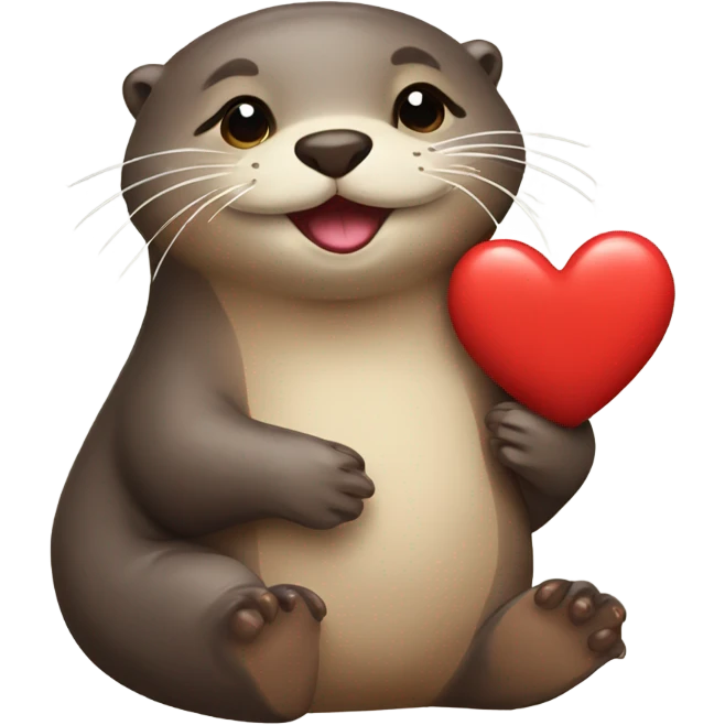 Loving otters with red heart emoji