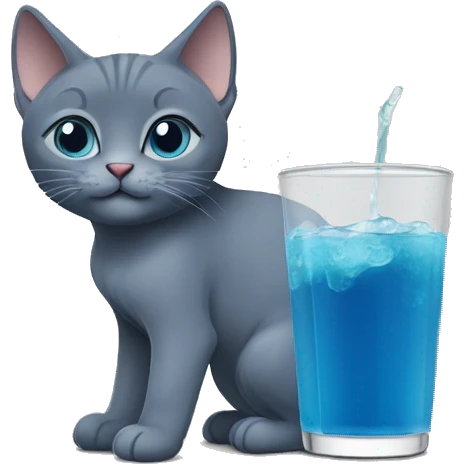 Russian Blue cat Drink  emoji
