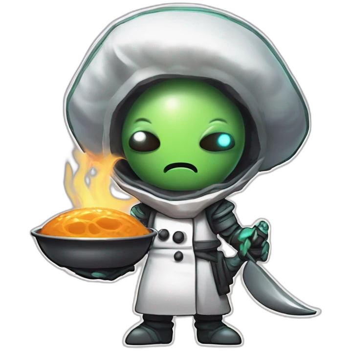 alien chef scifi roguelike rpg style inspired by slay the spire digital art emoji