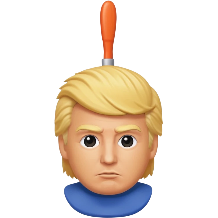a toilet brush with donald trump face and hair emoji