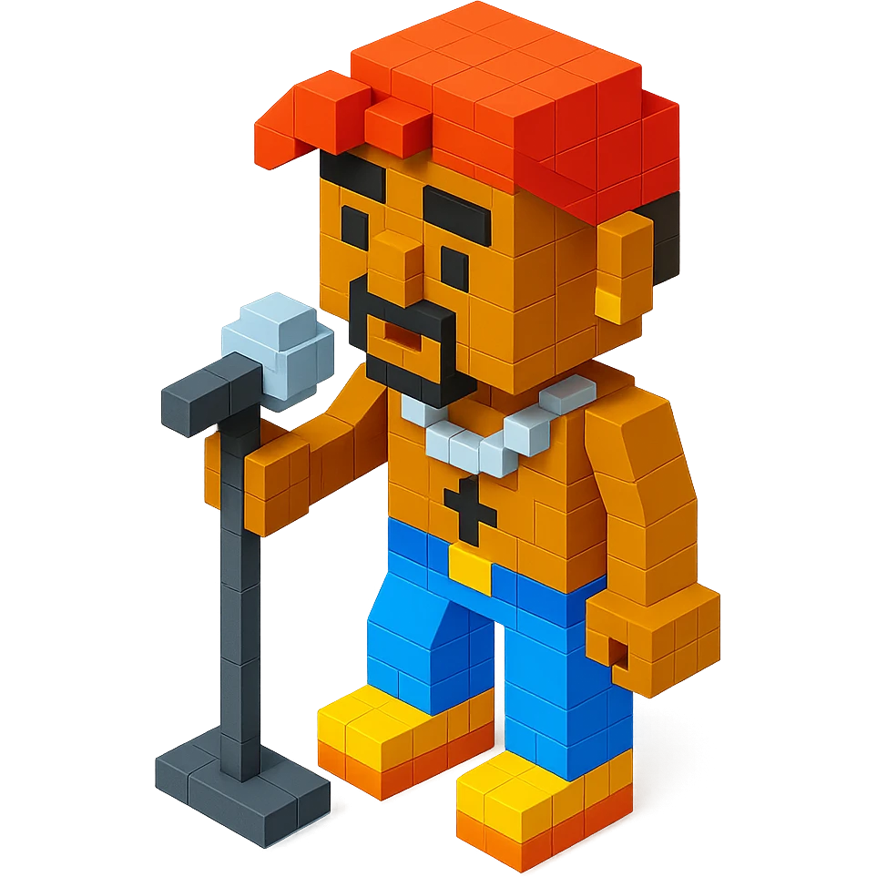 Voxel-style Lego 2Pac performing with a microphone stand emoji