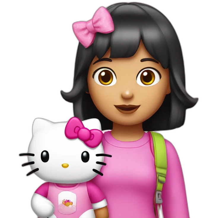 Hello kitty with Dora emoji