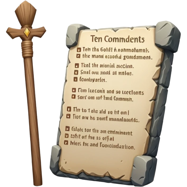 Ten commandments tablets and staff simplify emoji