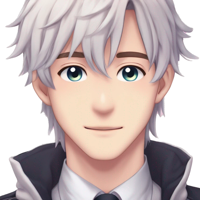 Gorgeous romantic hot attractive anime style modern gentlemanly anime shojo guy with pretty hair and colorful eyes and blushing face aesthetic trending style  pastelcore cottagecore kawaiicore emoji