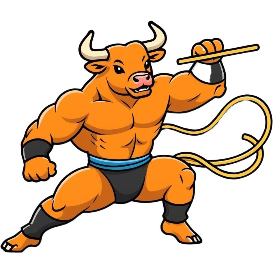 Bull kicking noodle legs emoji