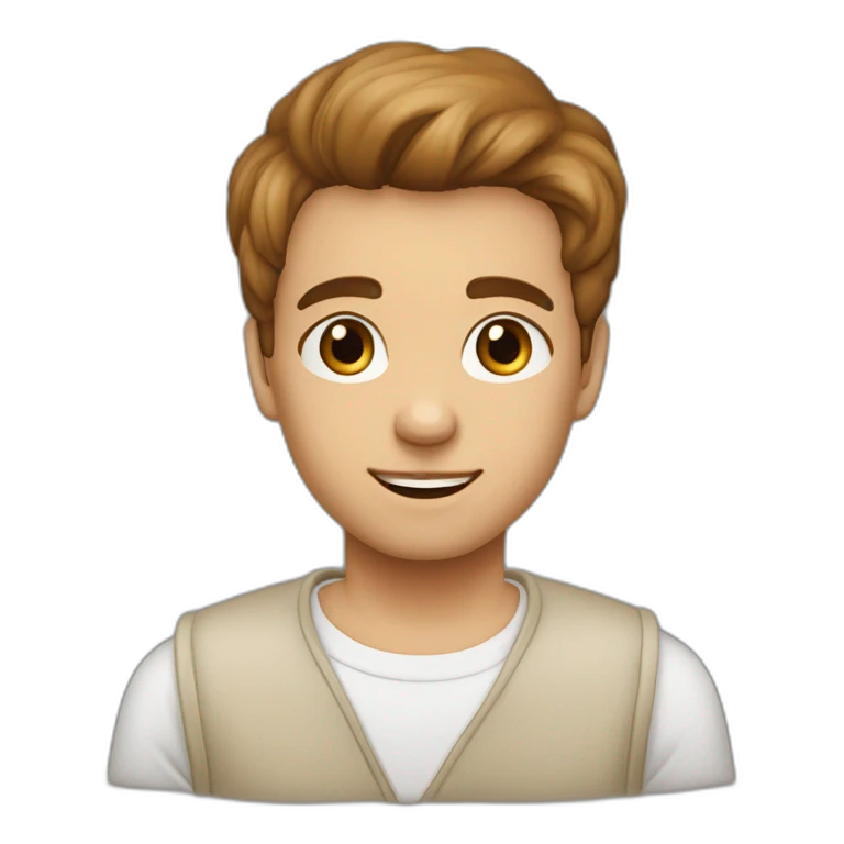 Garçon cheveux lisses marron yeux marron peux beige emoji