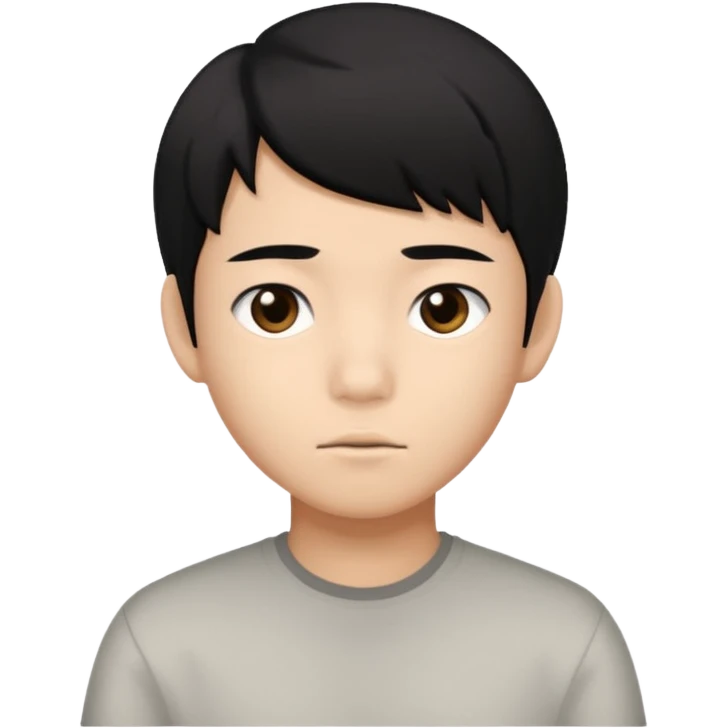Brown teenage Asian boy with black hair black eyes emoji