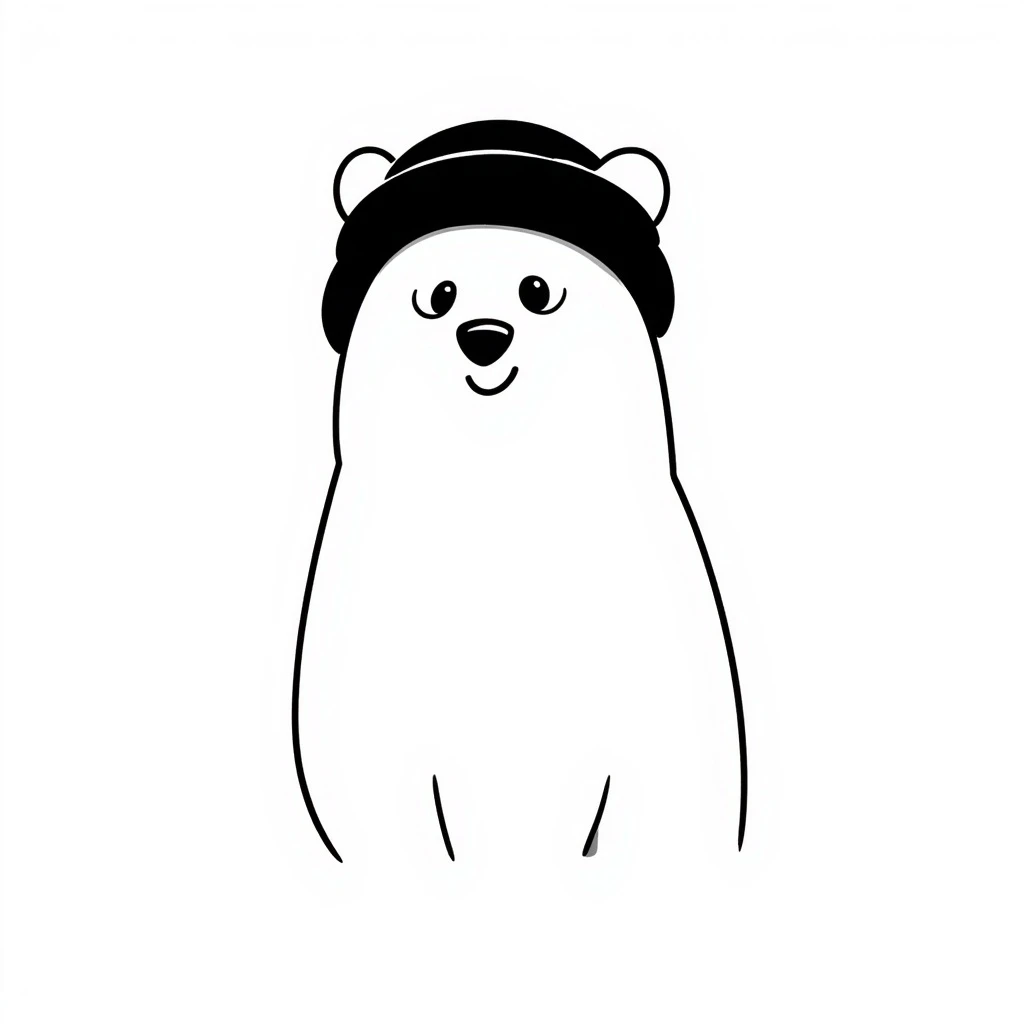 polar bear, hand drawn doodle style, black lines, simple, white fur emoji