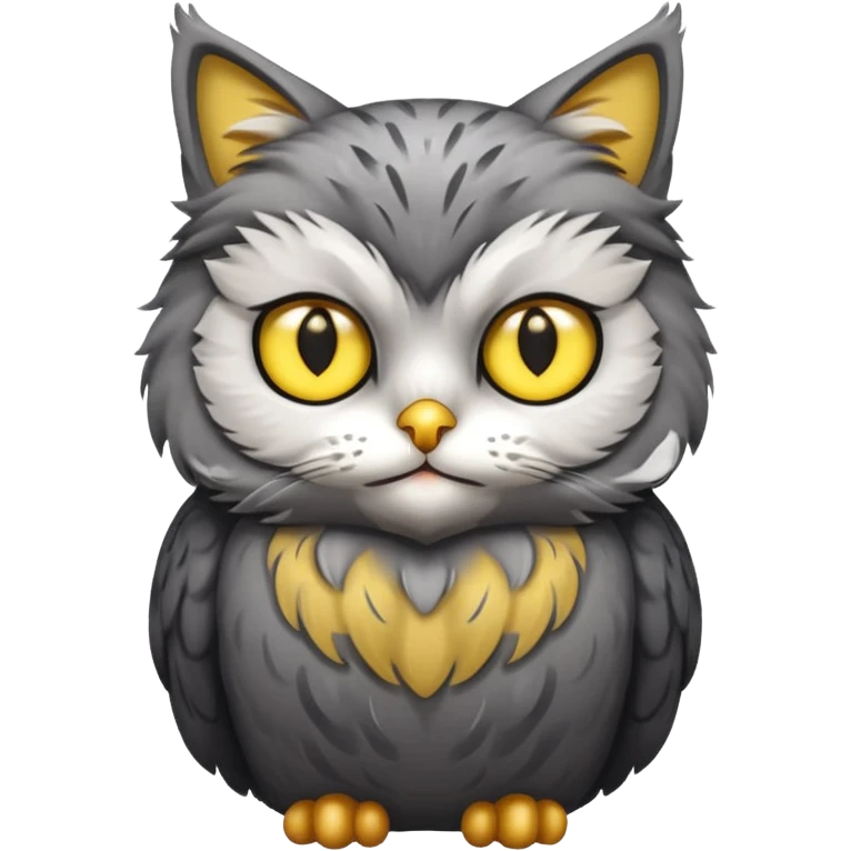 A cat with a owl body emoji