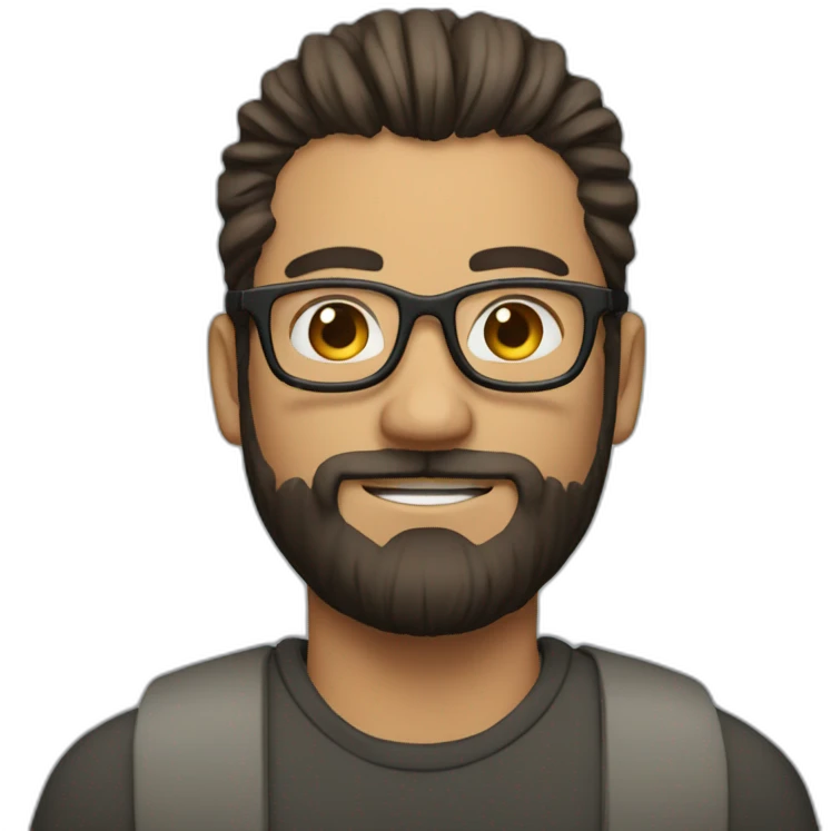 a person with man bun, short beard and glasses emoji