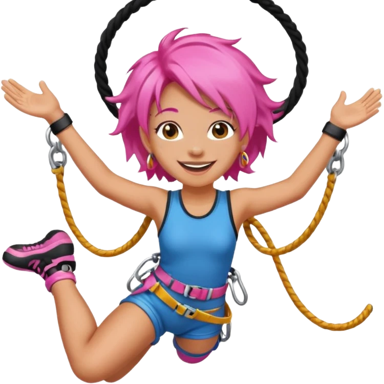 bungee jumping face with earrings and pink hair flying away earrings flying away emoji
