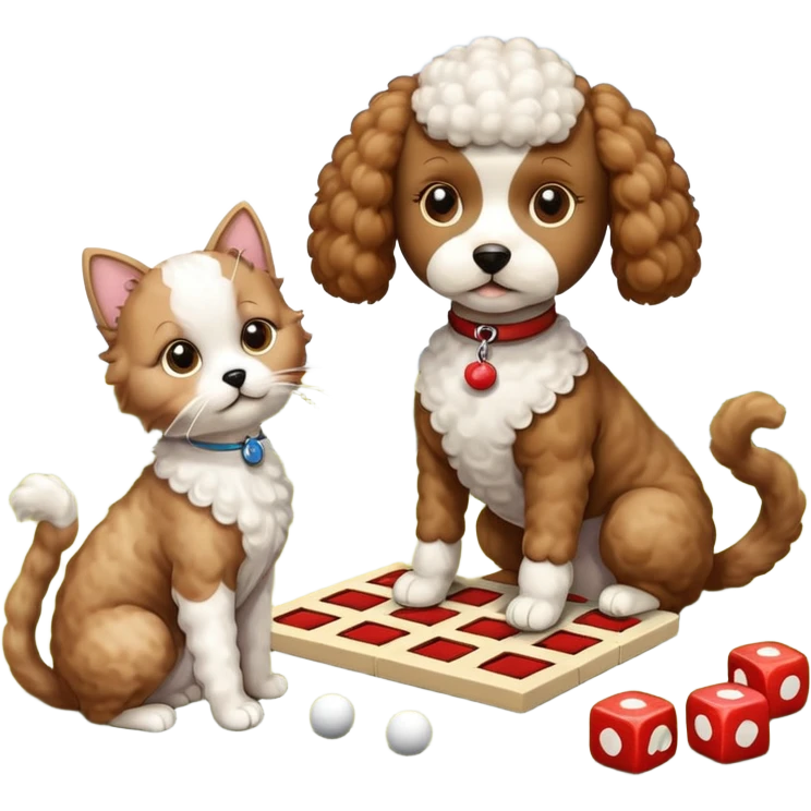 Cat playing tic-tac-toe with a poodle emoji