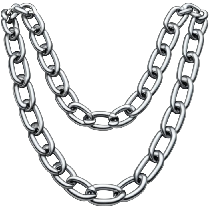 A thick luxury chain emoji made of liquid silver chrome, smooth rounded links, glossy metallic reflections, heavy swag aesthetic, minimalistic iOS emoji style, centered, clean white background emoji