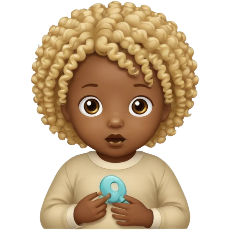 Black newborn, curly blonde tuft, pacifier emoji