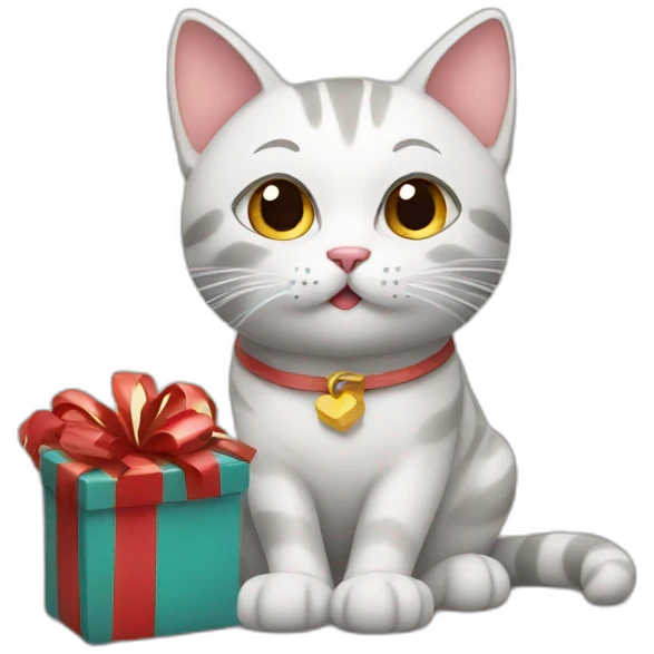 Cat with a gift emoji