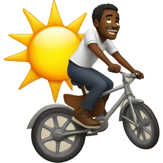 Black man riding the sun, the sun is smiling emoji