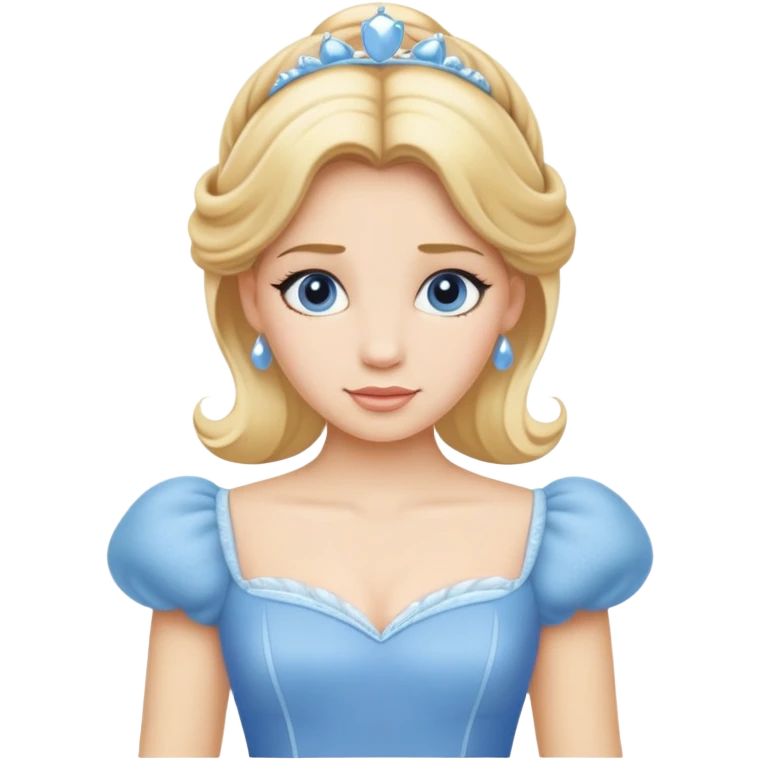 minimal Cinderella with blue dress and blonde hair, extremely simple emoji