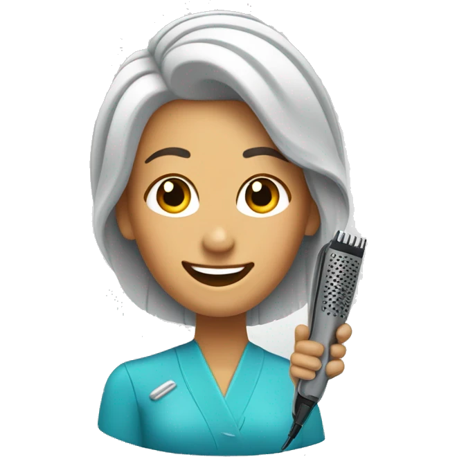 happy barber woman with hair clipper emoji