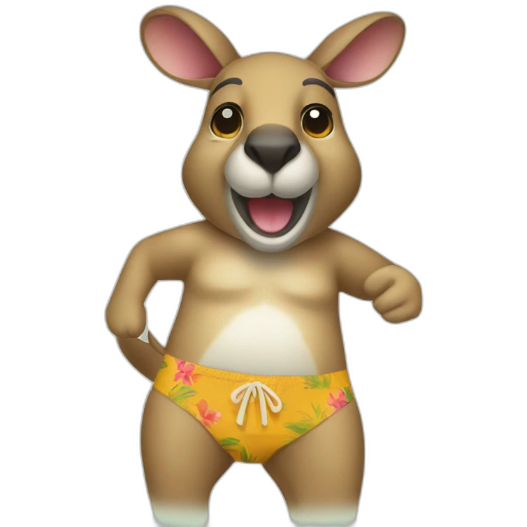 a kangaroo wearing an hawaii bath trunk emoji