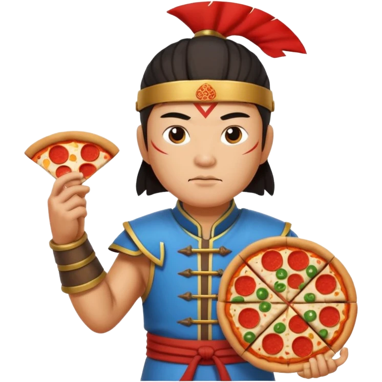 chinese ancient warrior with pizza emoji
