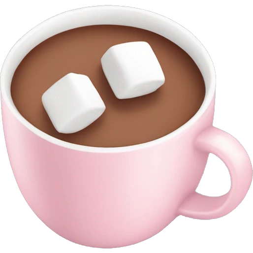 Light Pink mug of hot chocolate with marshmallows  emoji