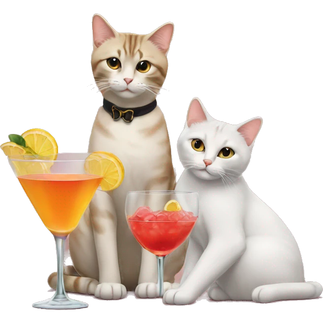 four cats at a cocktail party emoji