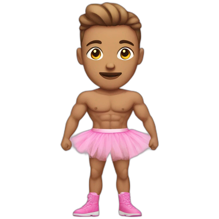 light skinned buff male in pink tutu emoji