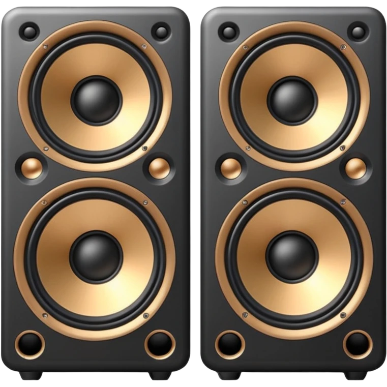 Minimal emoji icon of a modern metallic speakers, front view, detailed geometry, dark metallic body, subtle highlights, isolated emoji