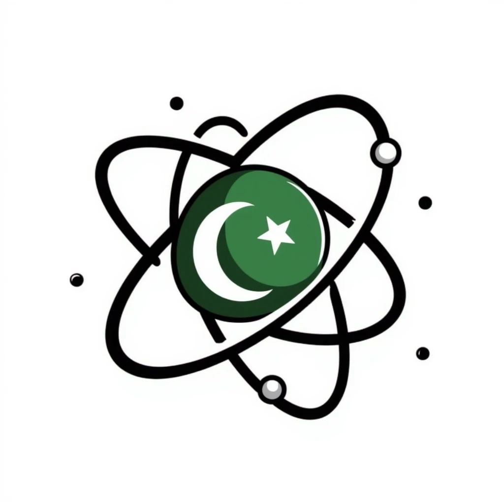 Hand-drawn atom symbol with Pakistan flag colors emoji