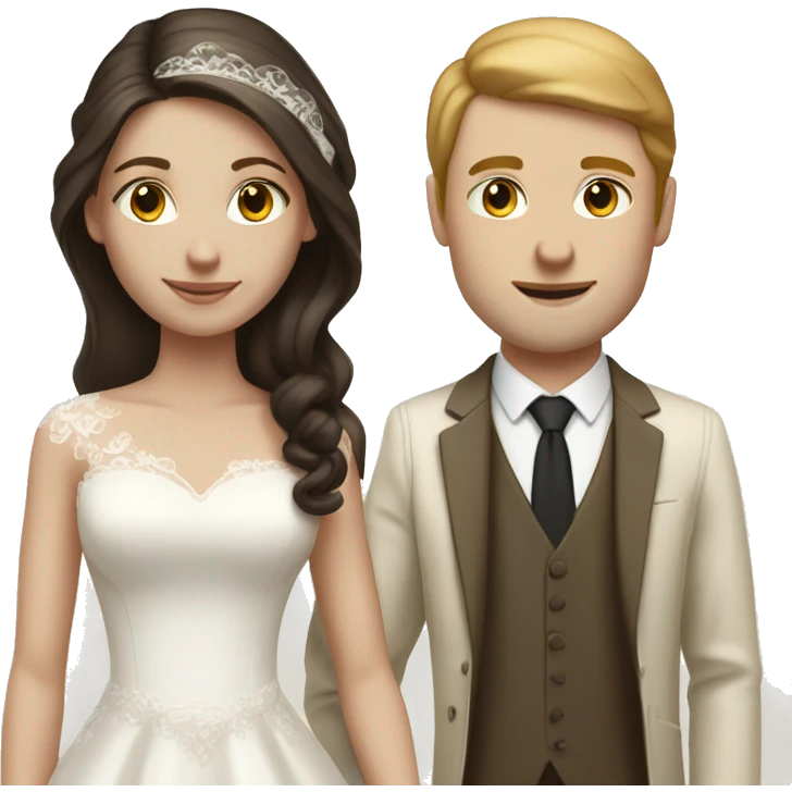 pale dark brunette girl marrying tall pale man with light brown hair  emoji