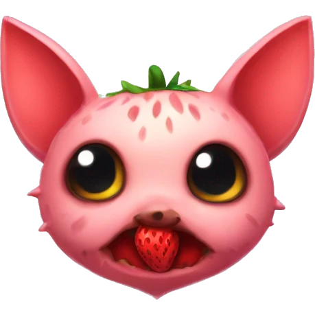 Strawberry bat cute  emoji