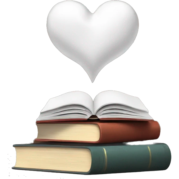 white heart with books inside emoji