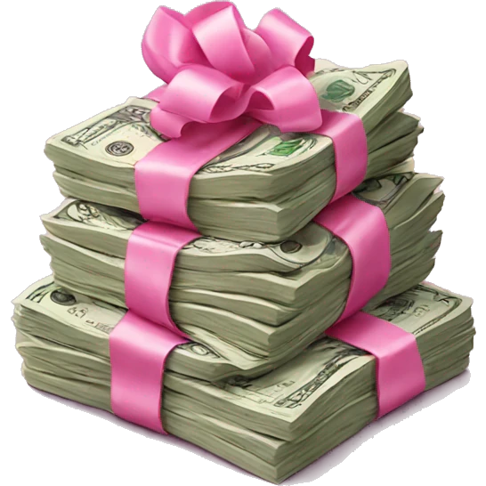 Stack of money with pink bow  emoji
