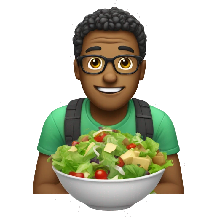 Nerd eats salad emoji