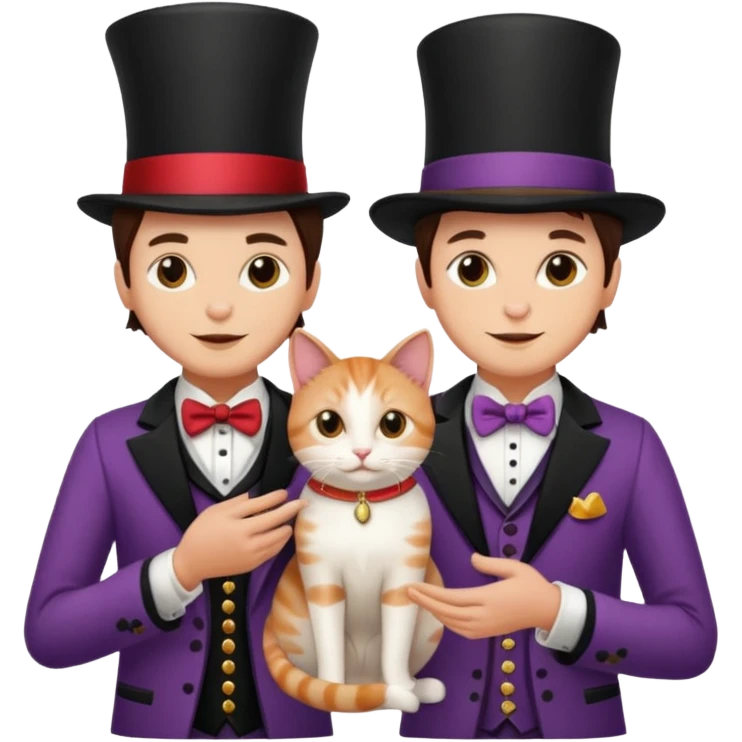 magician couple and their pet cat emoji