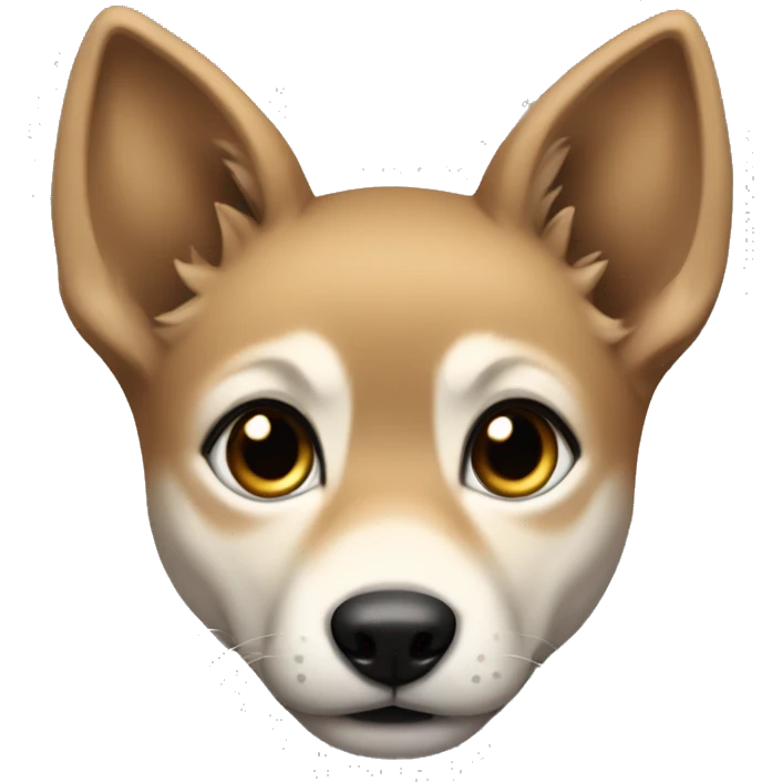 4 very short legs a light brown puppy-like wolf with black ears emoji