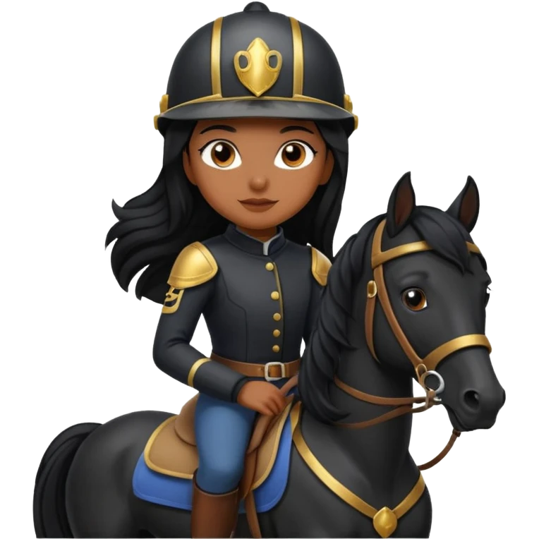 Brown girl on black horse  emoji