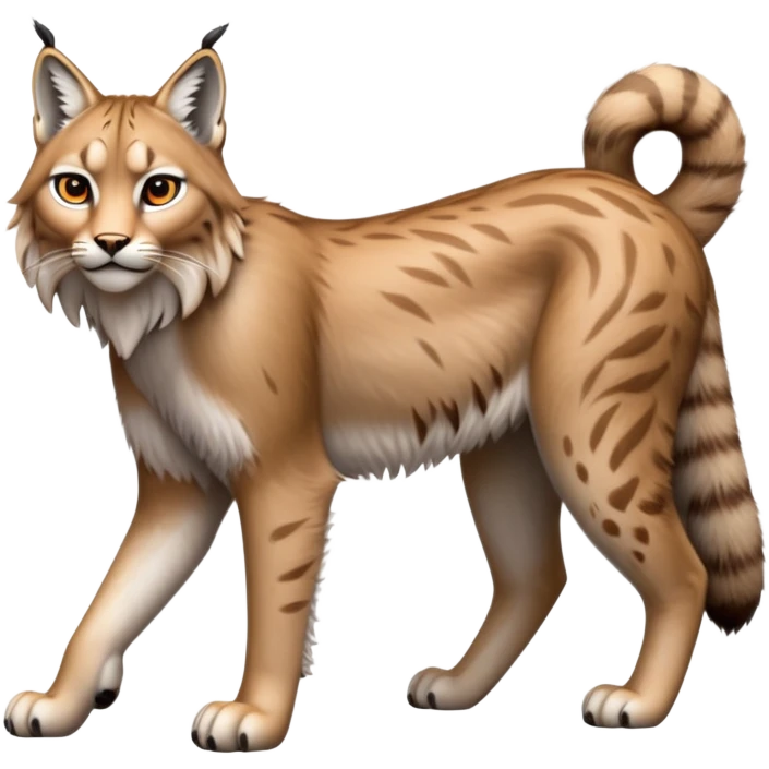 Cinematic-Lynx-Realistic-Full-Body-Standing on all fours-Emoji – head tilted dramatically, fur with faint spotting, long legs and large paws poised elegantly, simplified yet realistic focused features, highly detailed, glowing with an almost sarcastic glow. emoji