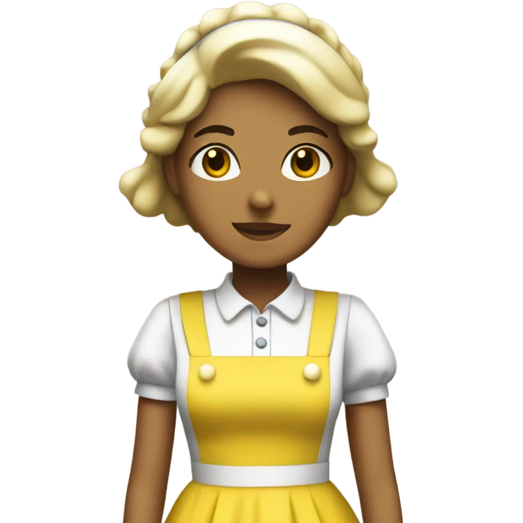 White maid wearing yellow pvc maid dress emoji